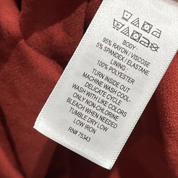 Elie Tahari Top Womens XL Burnt Orange Faux Wrap Jersey Knit Pullover Blouse - Picture 5 of 7